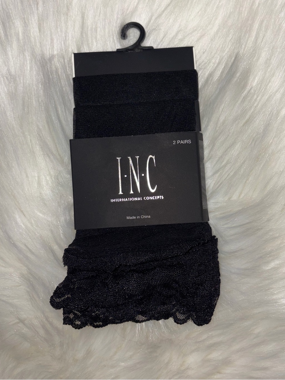 Macy's Black Lace Trim Ankle Socks - 2 Pairs